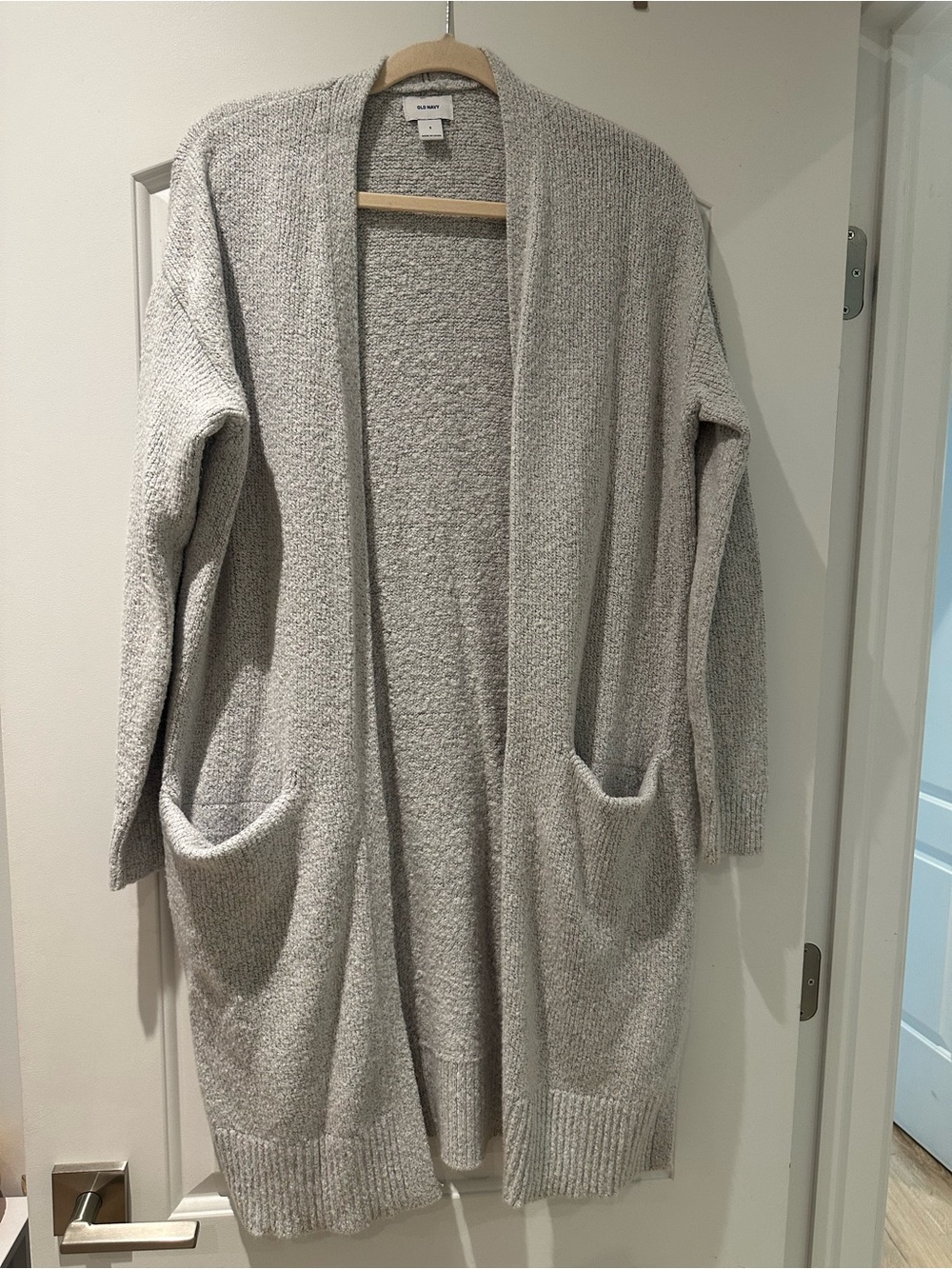 Old Navy Light Gray Open-Front Long Cardigan